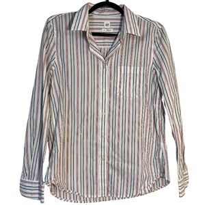 GAP Red White Striped Fitted Boyfriend Shirt (INV 0019)